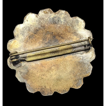 Vintage Turquoise Chip Micro Mosaic Floral Brooch