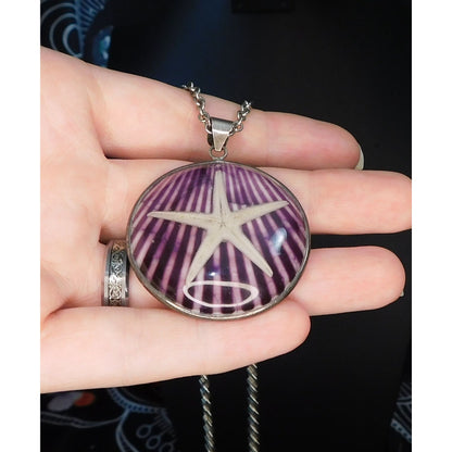 Mermaidcore Purple Encased Starfish Necklace