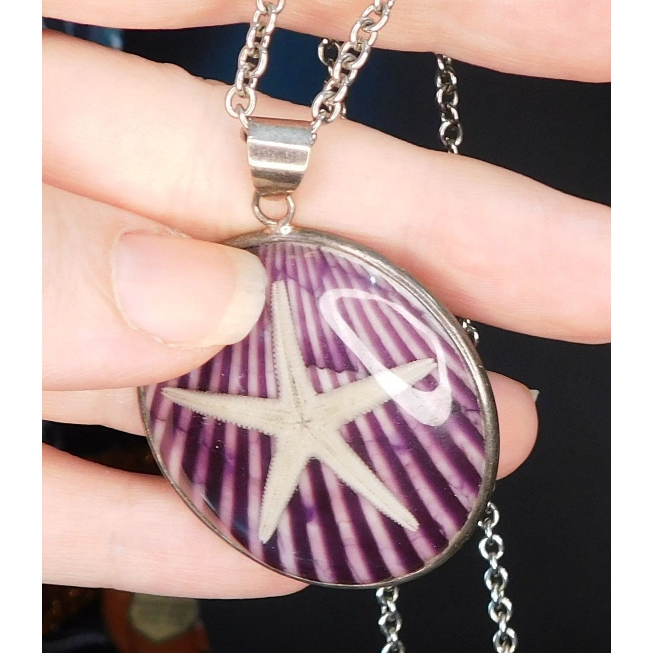 Mermaidcore Purple Encased Starfish Necklace