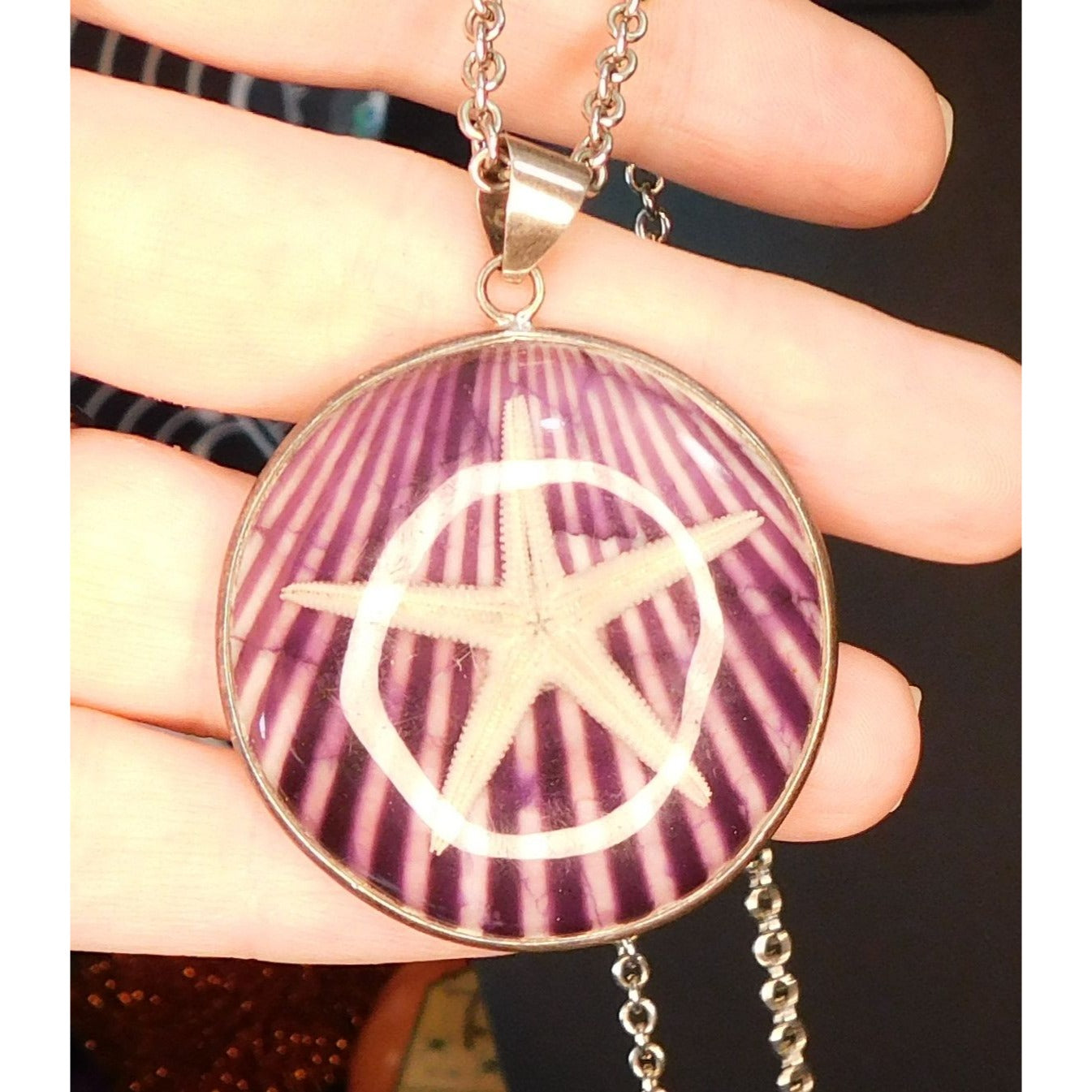 Mermaidcore Purple Encased Starfish Necklace