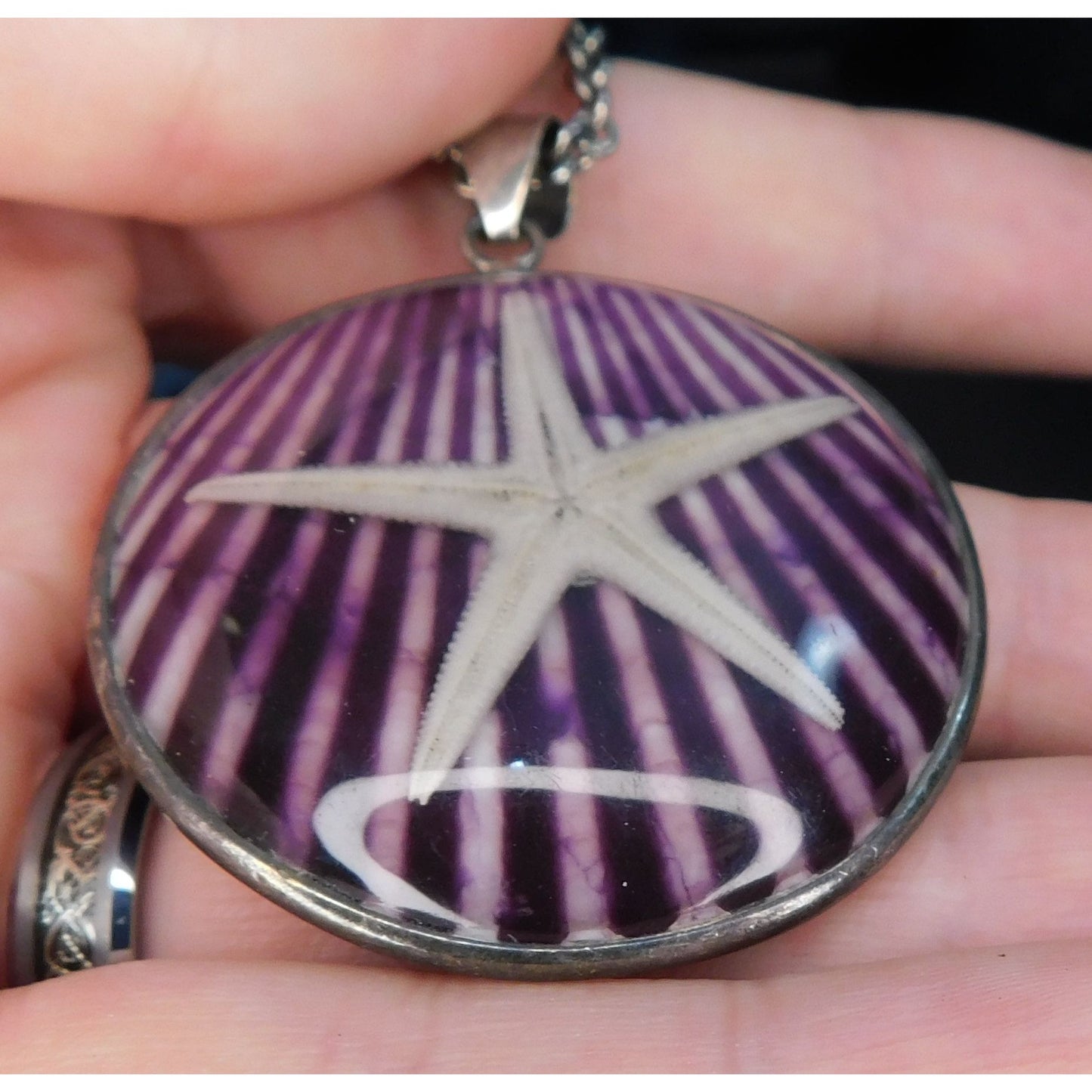Mermaidcore Purple Encased Starfish Necklace