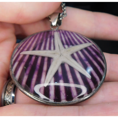 Mermaidcore Purple Encased Starfish Necklace