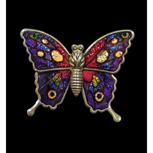 Vintage Fairycore Rainbow Glitter Butterfly Brooch