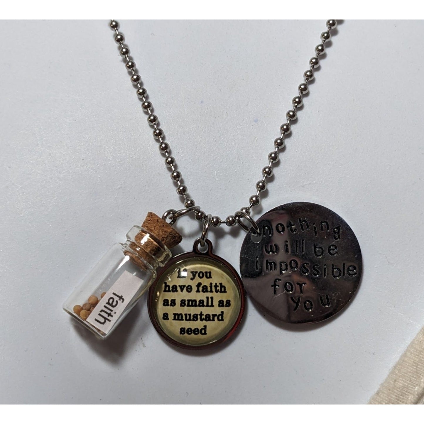 Religious Faith Mustard Seed Charm Necklace