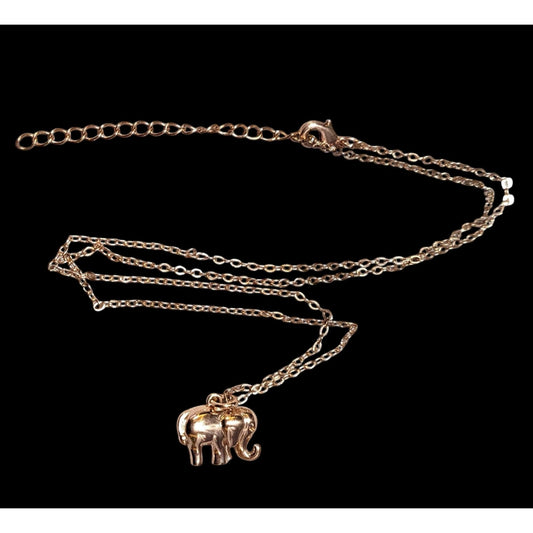 Minimalist Rose Gold Tone Elephant Pendant Necklace