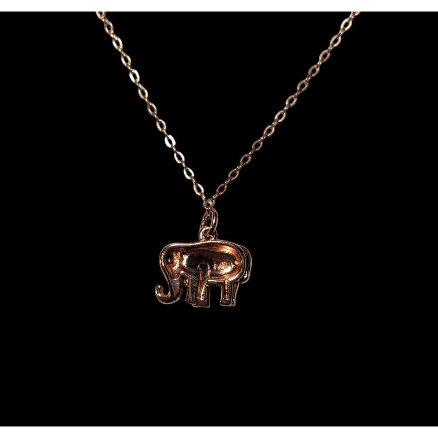 Minimalist Rose Gold Tone Elephant Pendant Necklace