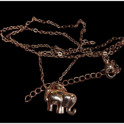 Minimalist Rose Gold Tone Elephant Pendant Necklace