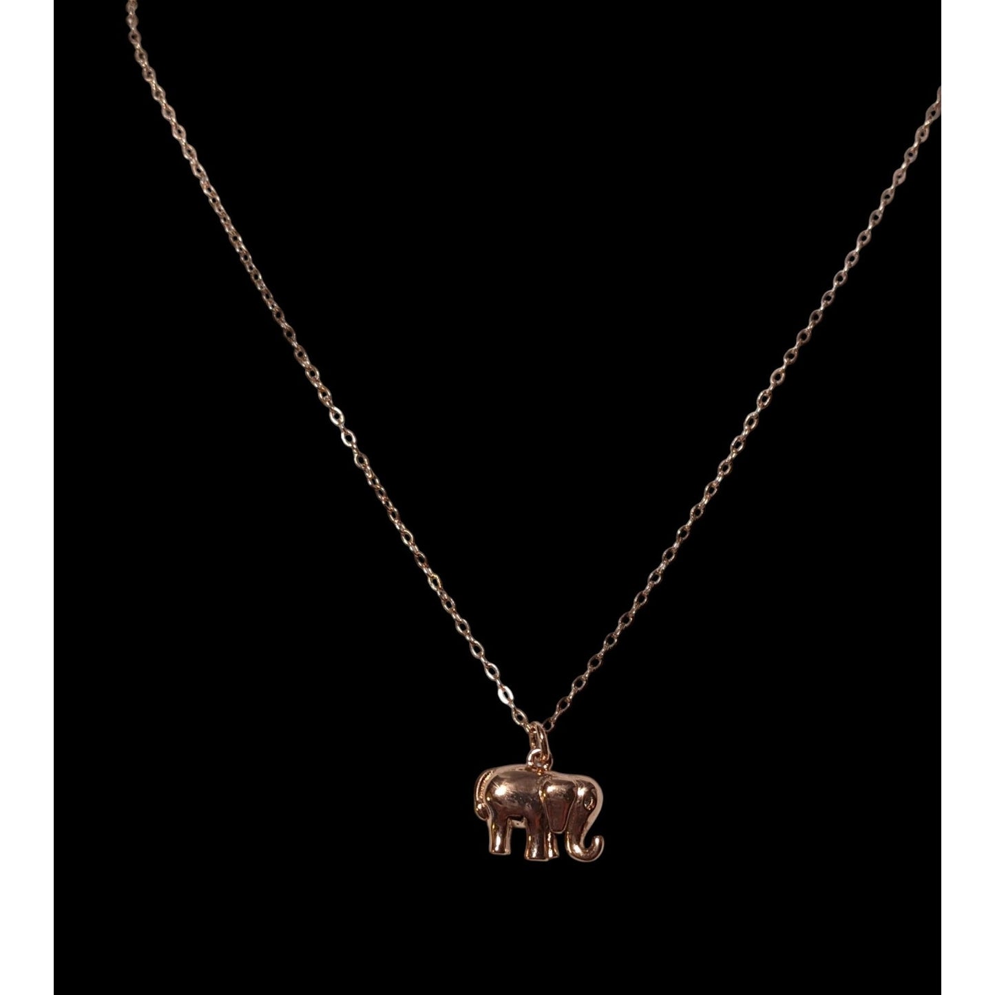 Minimalist Rose Gold Tone Elephant Pendant Necklace