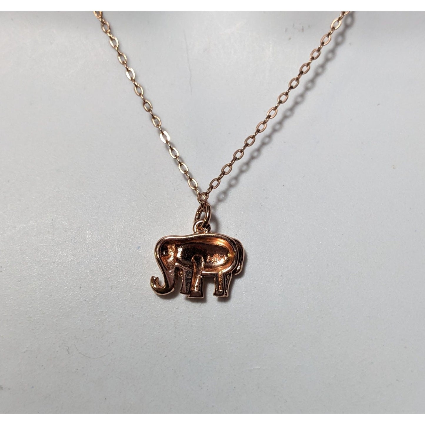 Minimalist Rose Gold Tone Elephant Pendant Necklace