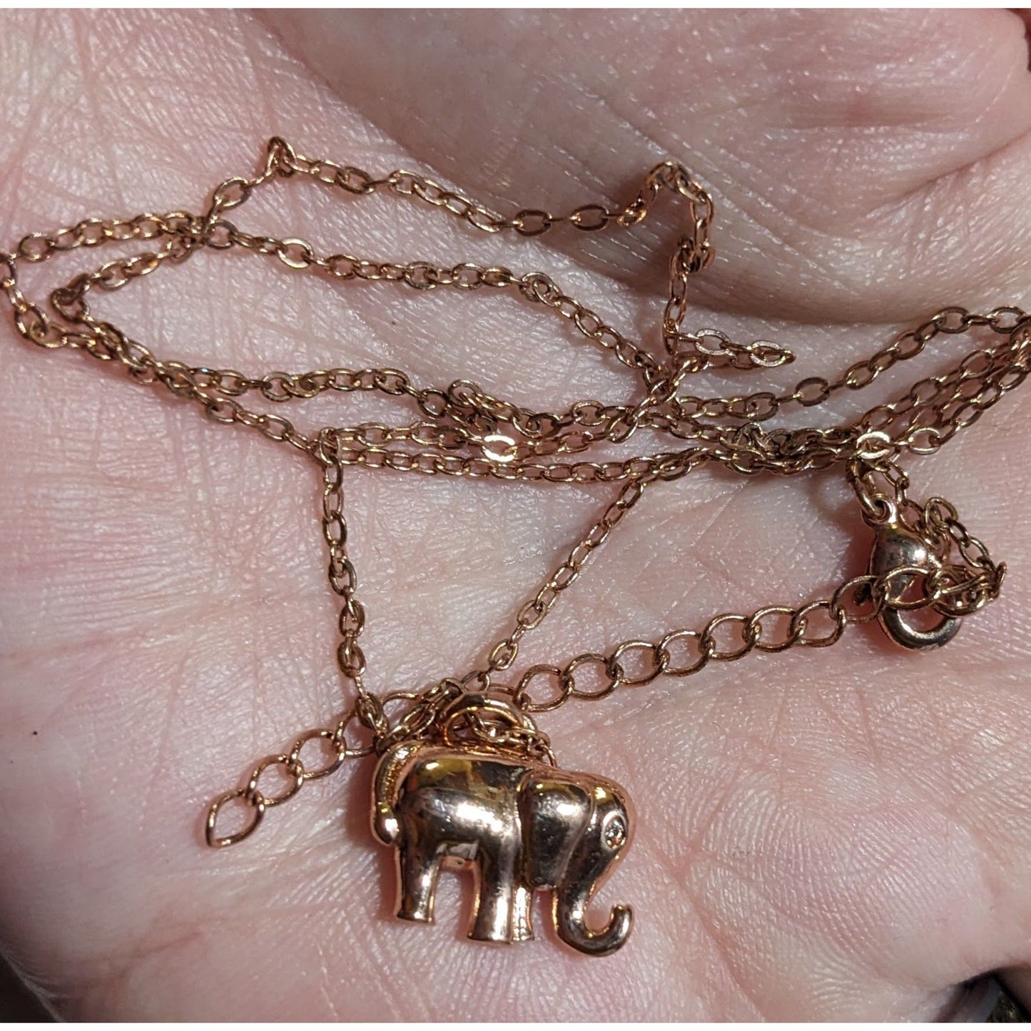 Minimalist Rose Gold Tone Elephant Pendant Necklace