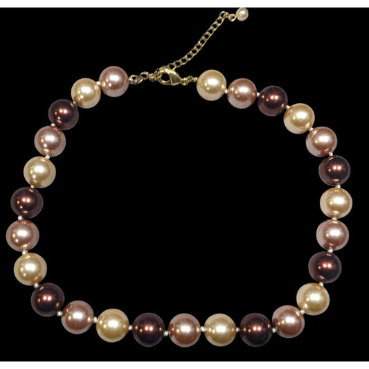 Vintage Elegant Multi Tone Large Glass Faux Pearl Necklace