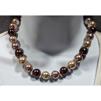Vintage Elegant Multi Tone Large Glass Faux Pearl Necklace