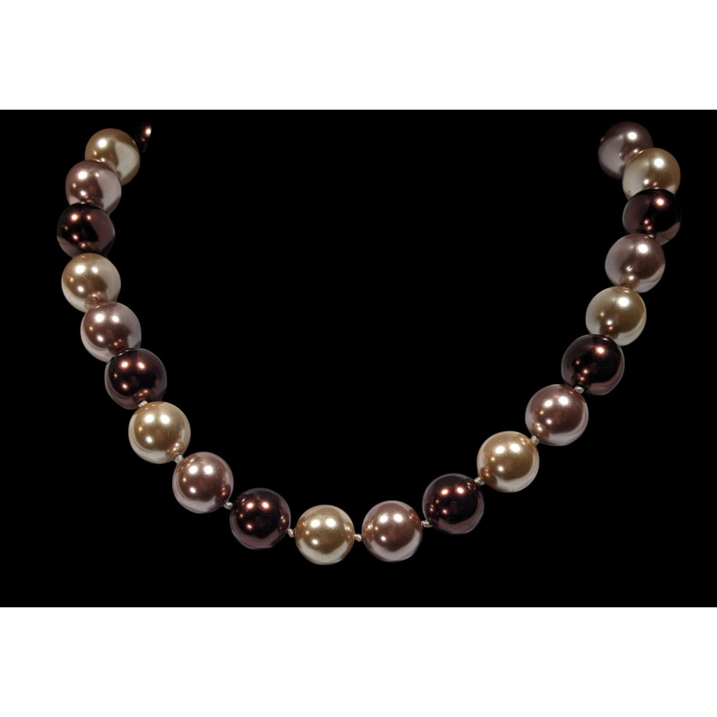 Vintage Elegant Multi Tone Large Glass Faux Pearl Necklace