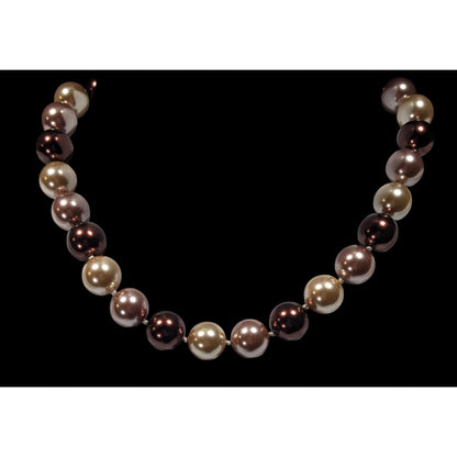 Vintage Elegant Multi Tone Large Glass Faux Pearl Necklace