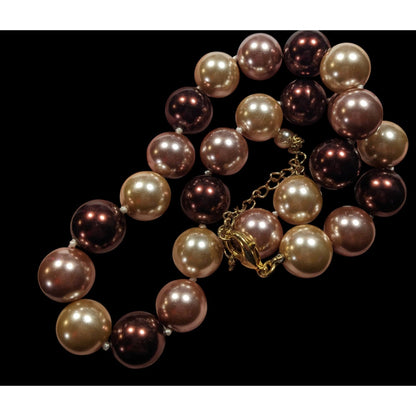 Vintage Elegant Multi Tone Large Glass Faux Pearl Necklace
