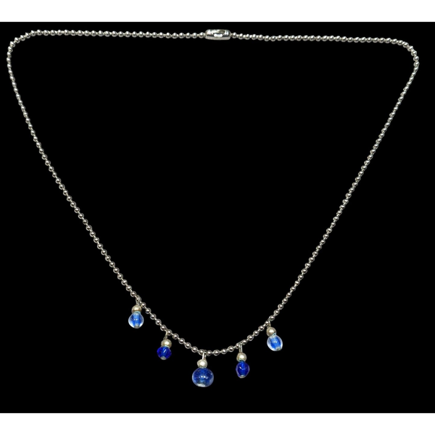 Simple Whimsical Blue Glass Charm Necklace