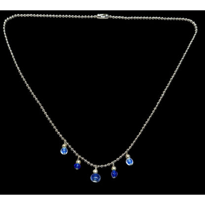 Simple Whimsical Blue Glass Charm Necklace