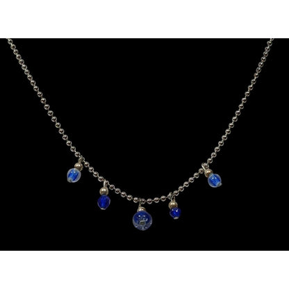 Simple Whimsical Blue Glass Charm Necklace
