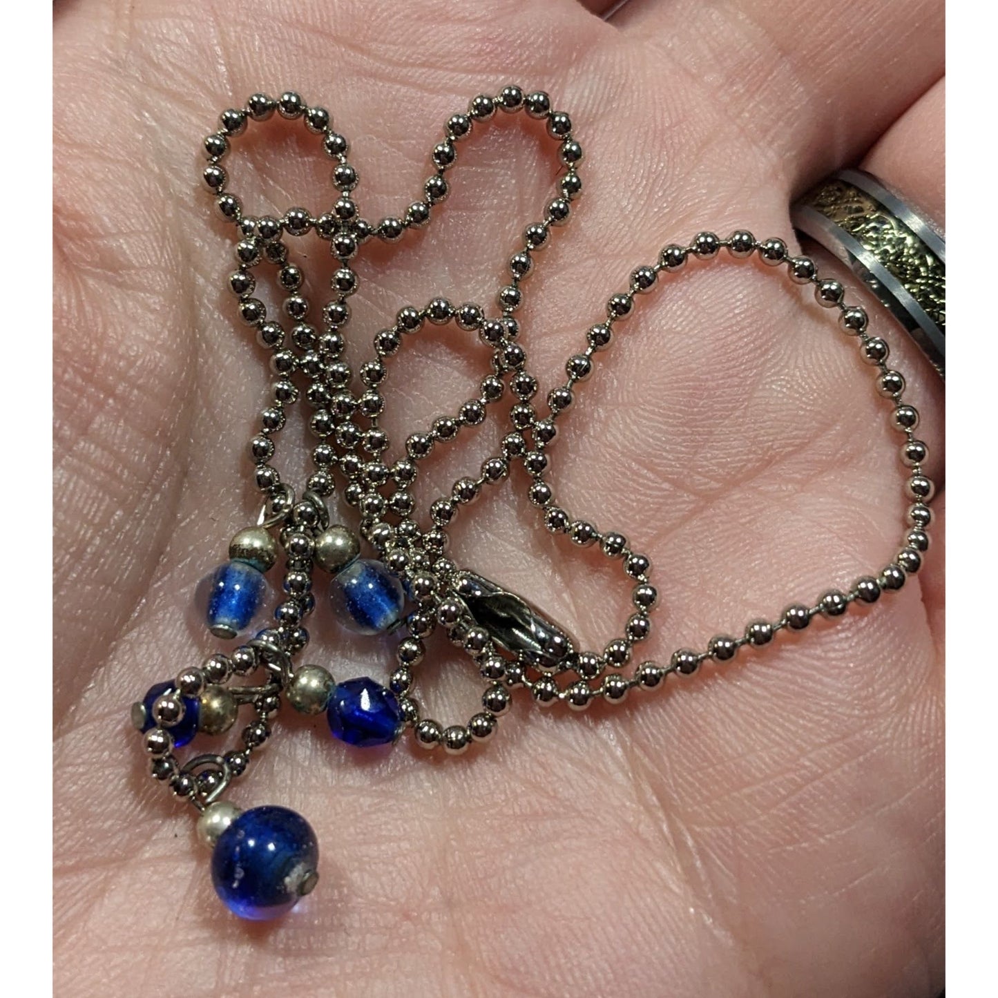 Simple Whimsical Blue Glass Charm Necklace