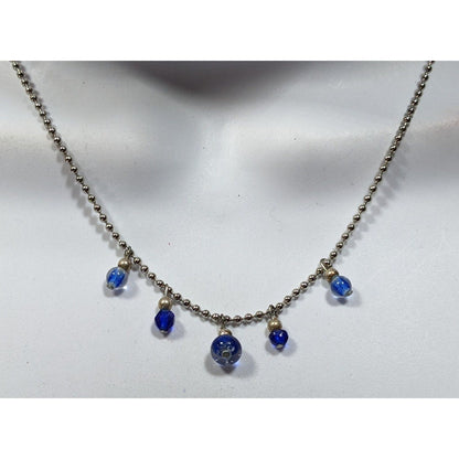 Simple Whimsical Blue Glass Charm Necklace