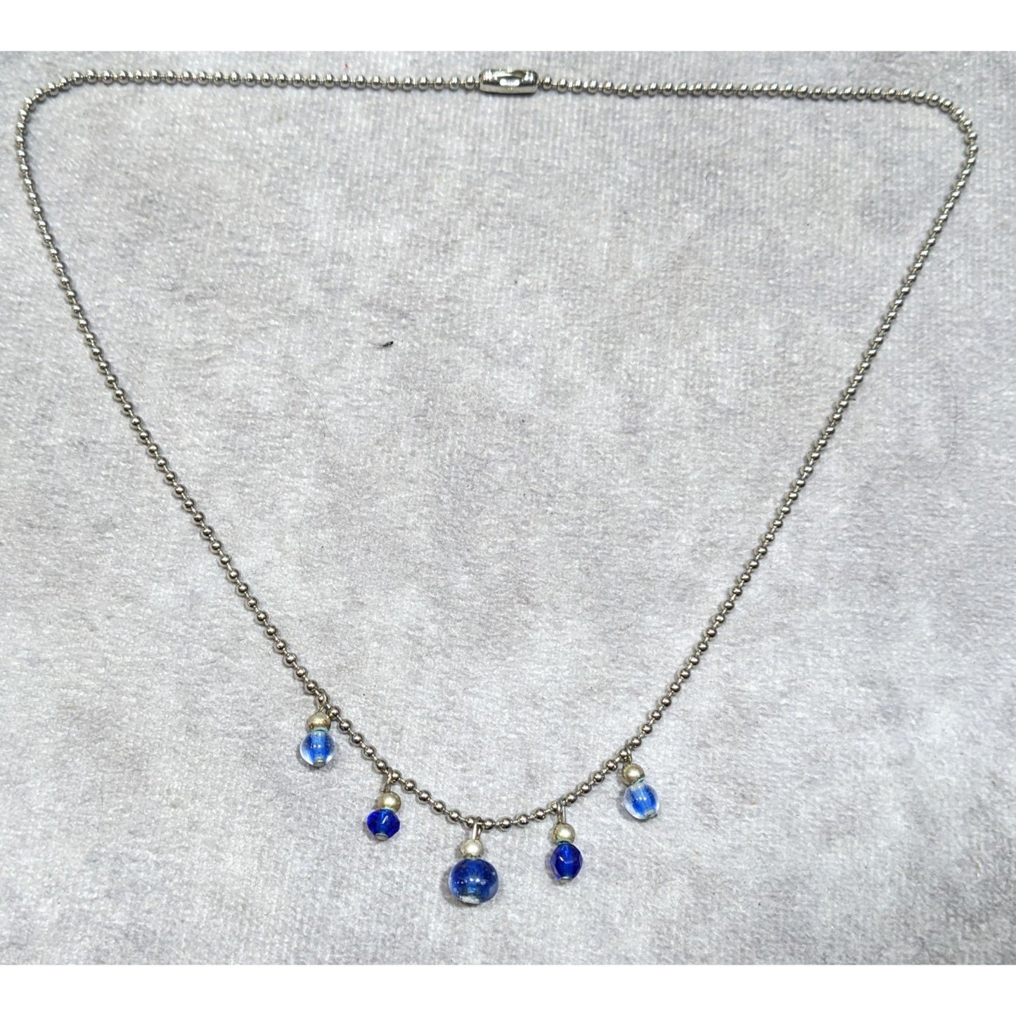 Simple Whimsical Blue Glass Charm Necklace