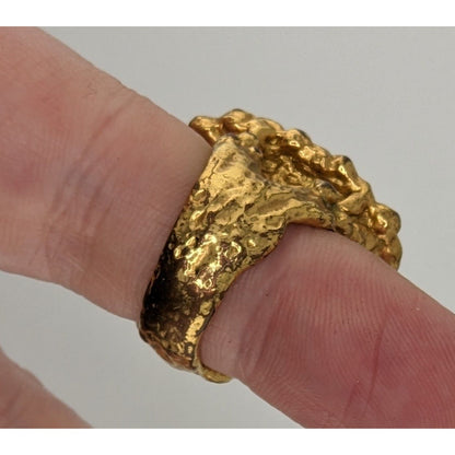 Vintage Erica Anenberg Yellow Enamel Statement Ring Size 6 With Textured Gold-Tone Band