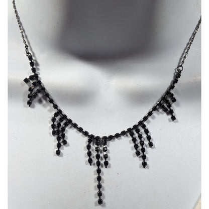 Claire's Gothic Dainty Black Rhinestone Necklace