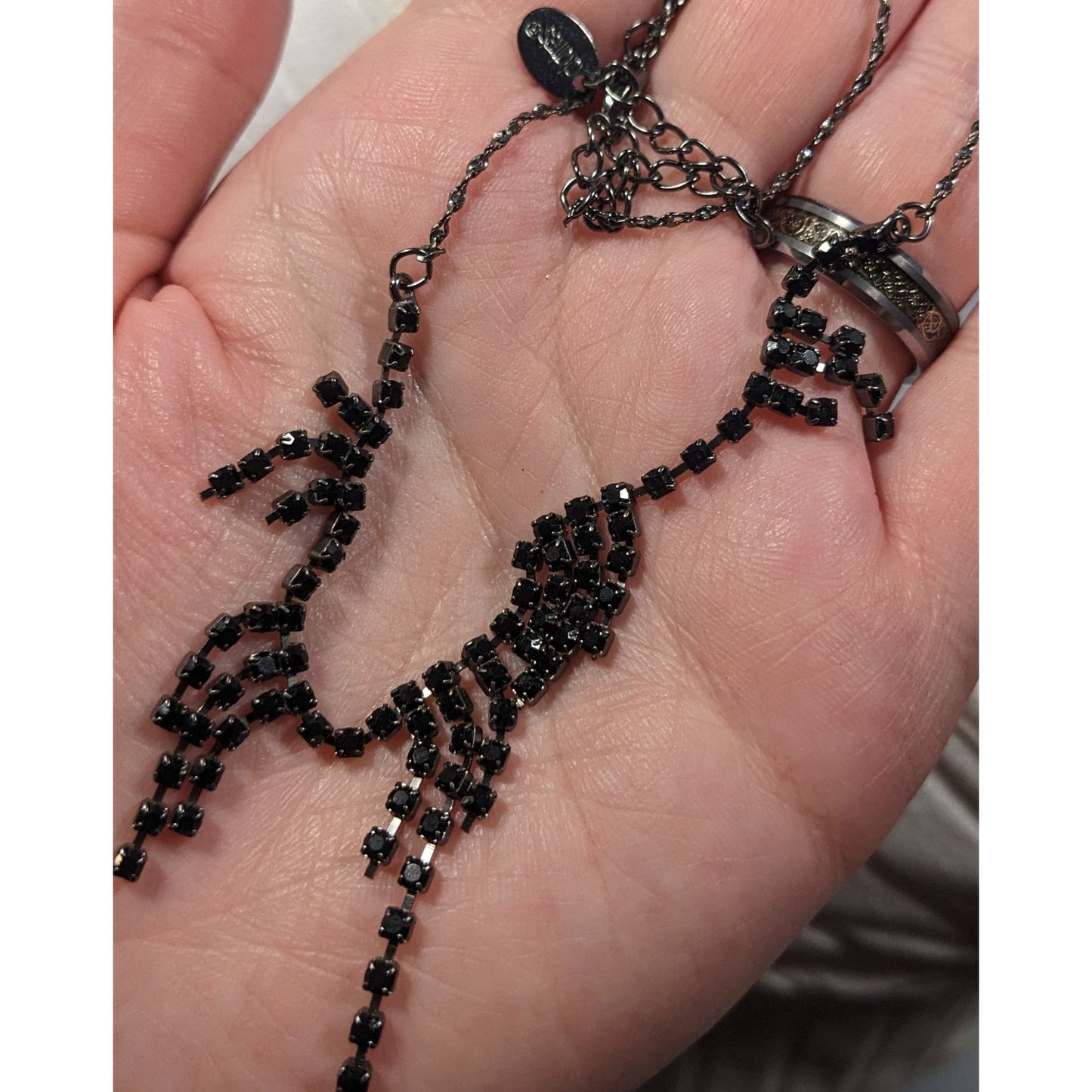 Claire's Gothic Dainty Black Rhinestone Necklace