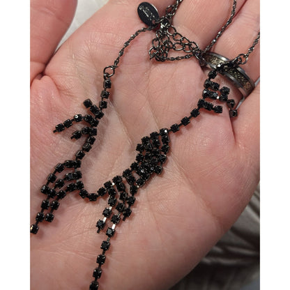 Claire's Gothic Dainty Black Rhinestone Necklace