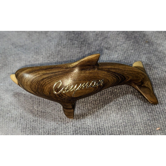 Coastal Nautical Carved Wood Brown Dolphin Figurine Cayman Islands Souvenir 3 In