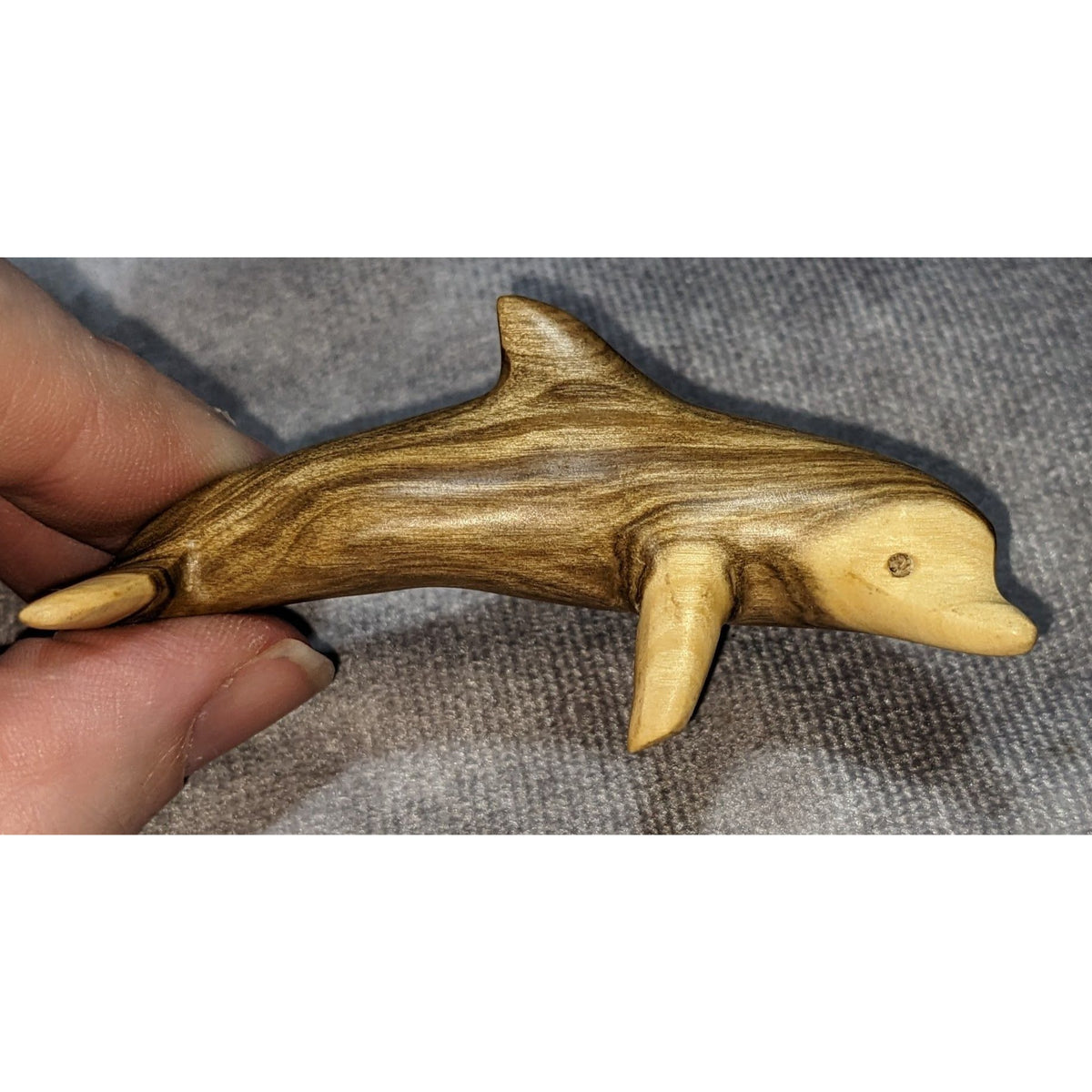 Coastal Nautical Carved Wood Brown Dolphin Figurine Cayman Islands Souvenir 3 In
