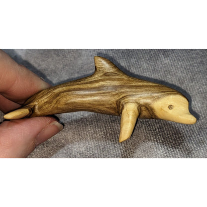 Coastal Nautical Carved Wood Brown Dolphin Figurine Cayman Islands Souvenir 3 In