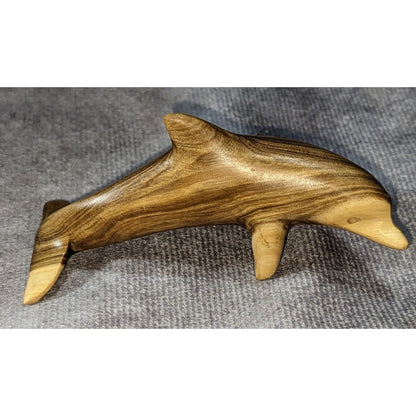 Coastal Nautical Carved Wood Brown Dolphin Figurine Cayman Islands Souvenir 3 In
