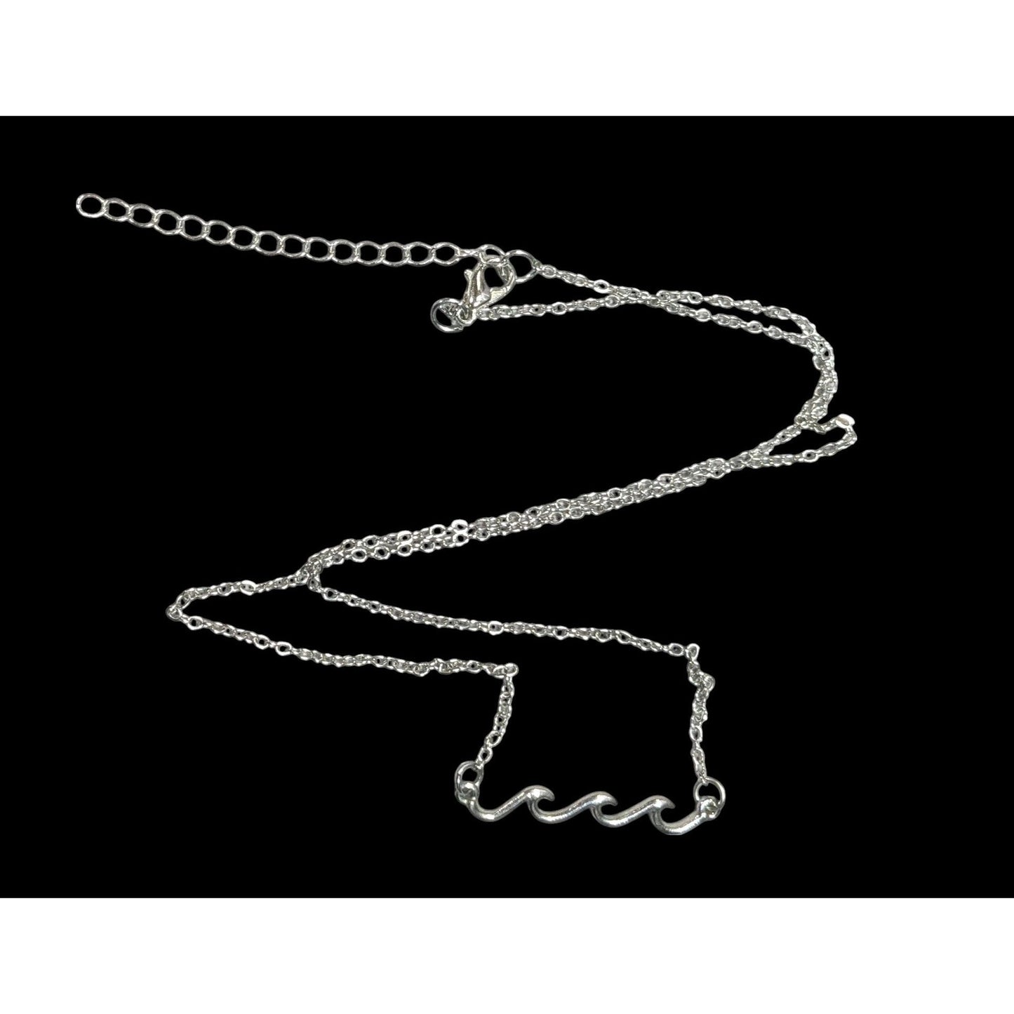 Minimalist Beachy Summer Wave Silver Tone Necklace