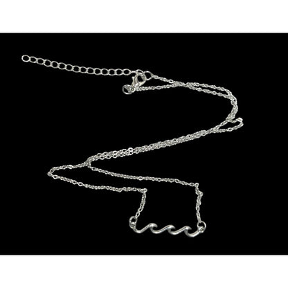 Minimalist Beachy Summer Wave Silver Tone Necklace