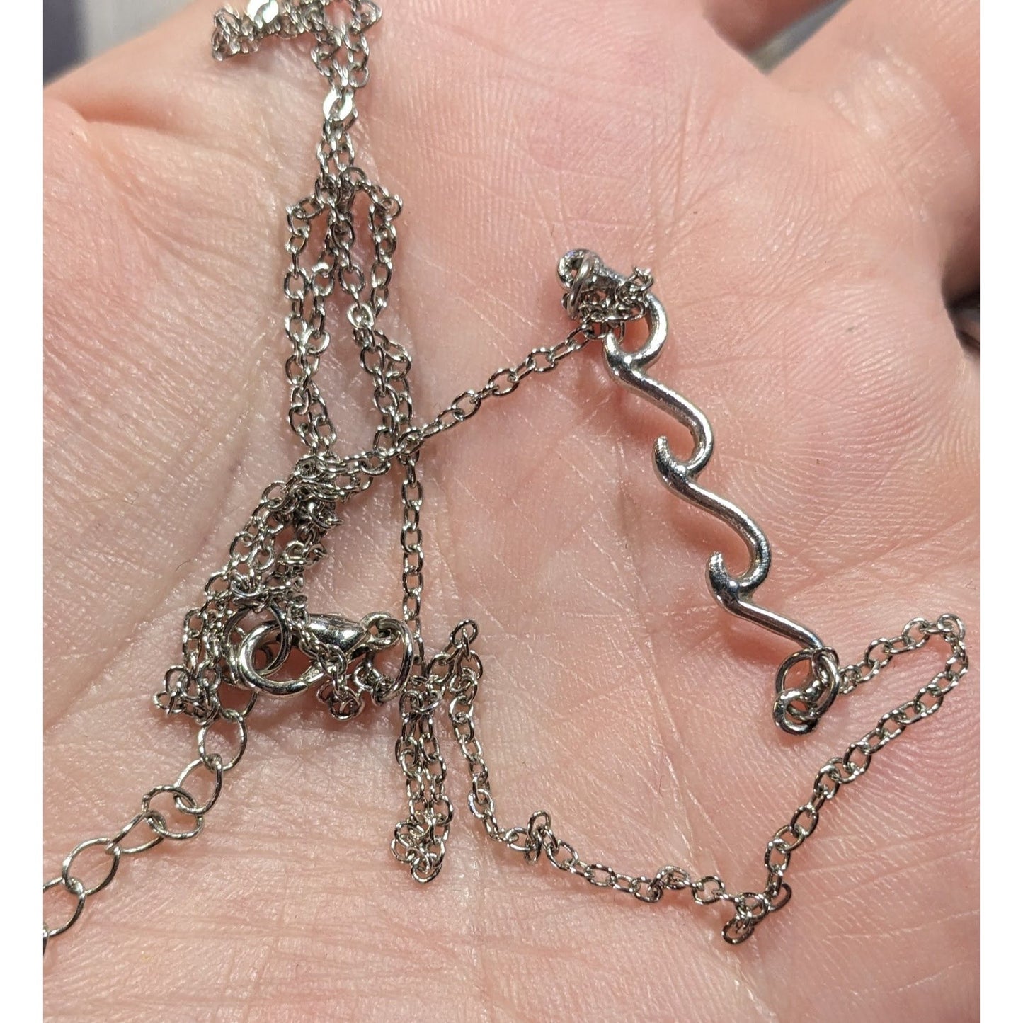 Minimalist Beachy Summer Wave Silver Tone Necklace