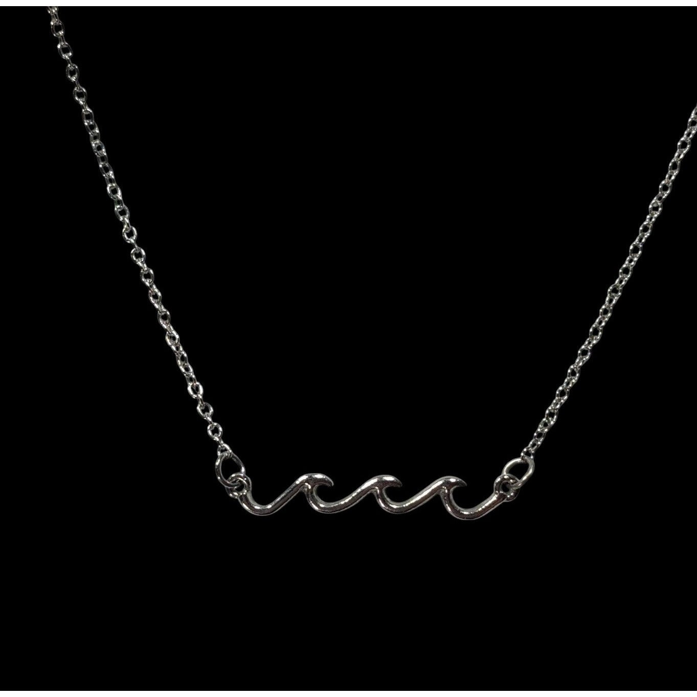 Minimalist Beachy Summer Wave Silver Tone Necklace