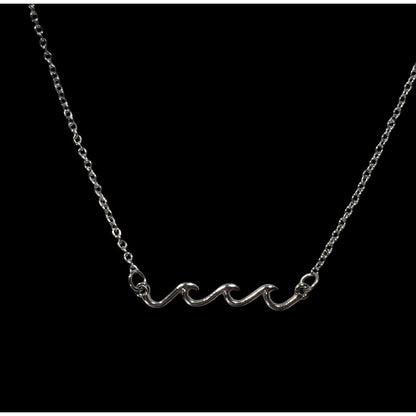 Minimalist Beachy Summer Wave Silver Tone Necklace