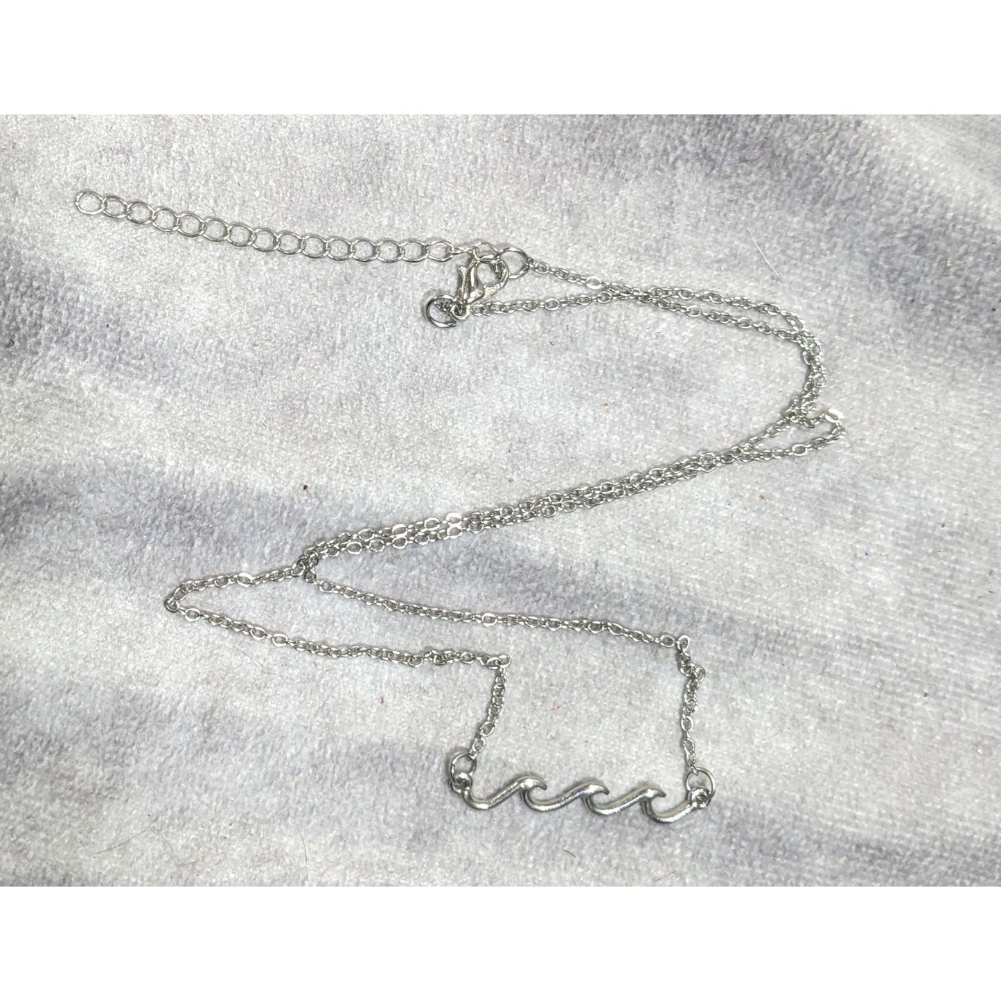 Minimalist Beachy Summer Wave Silver Tone Necklace