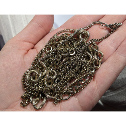 Elegant Multilayer Silver Tone Chain Necklace