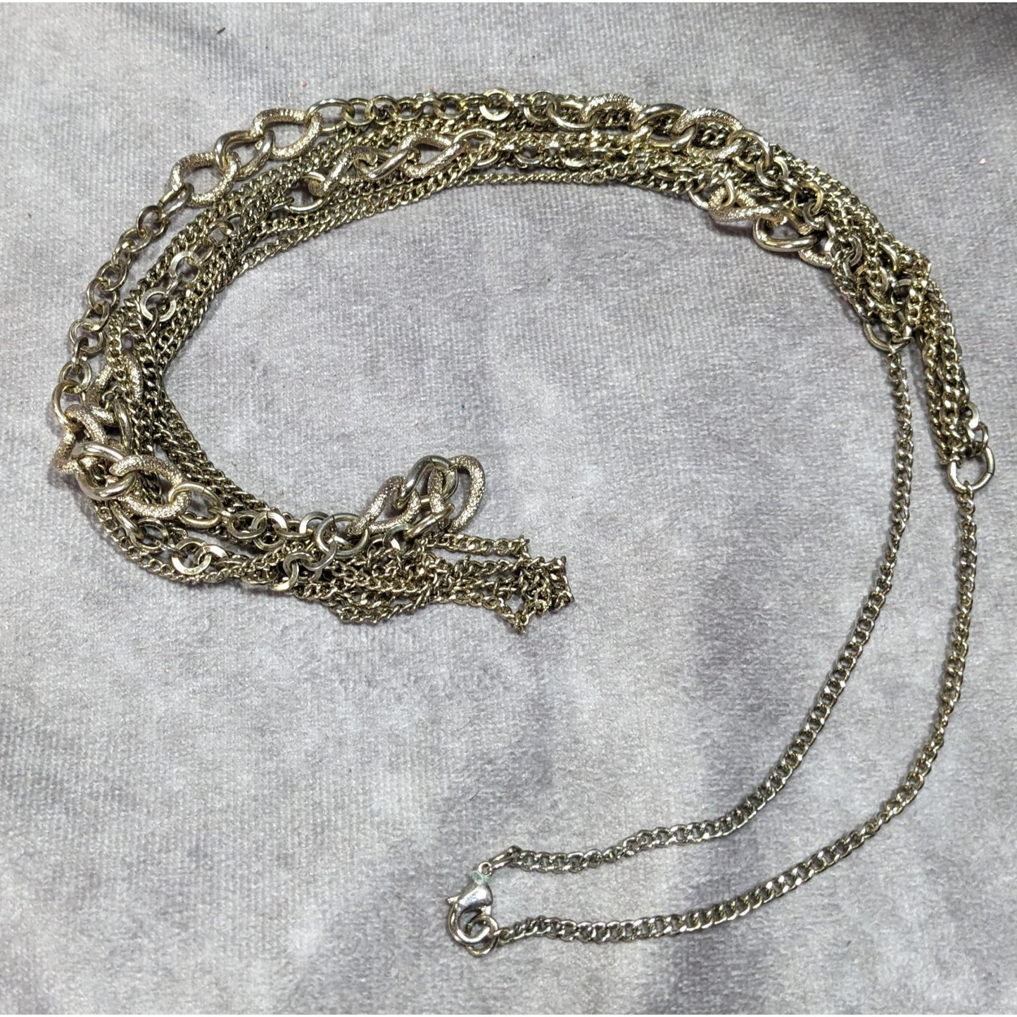 Elegant Multilayer Silver Tone Chain Necklace