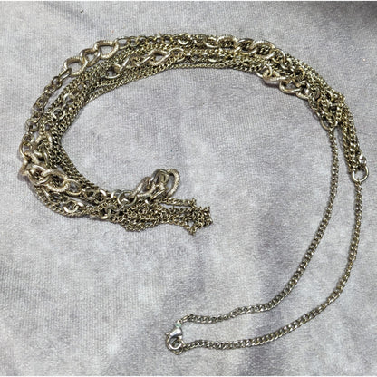 Elegant Multilayer Silver Tone Chain Necklace