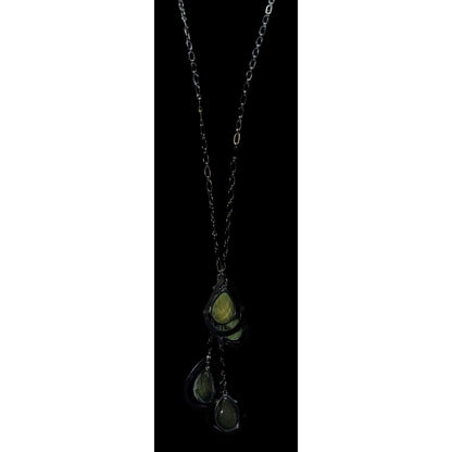 NY Collection Green Glass Teardrop Cluster Pendant Necklace