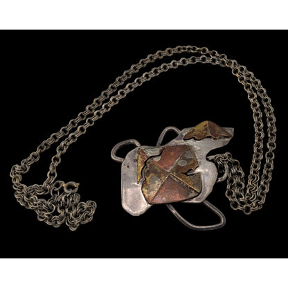 Vintage 1996 Artisan Brutalist Abstract Sterling Pendant Necklace