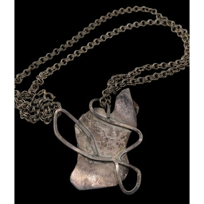 Vintage 1996 Artisan Brutalist Abstract Sterling Pendant Necklace