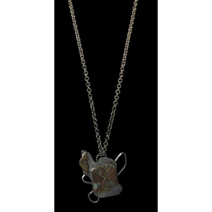 Vintage 1996 Artisan Brutalist Abstract Sterling Pendant Necklace