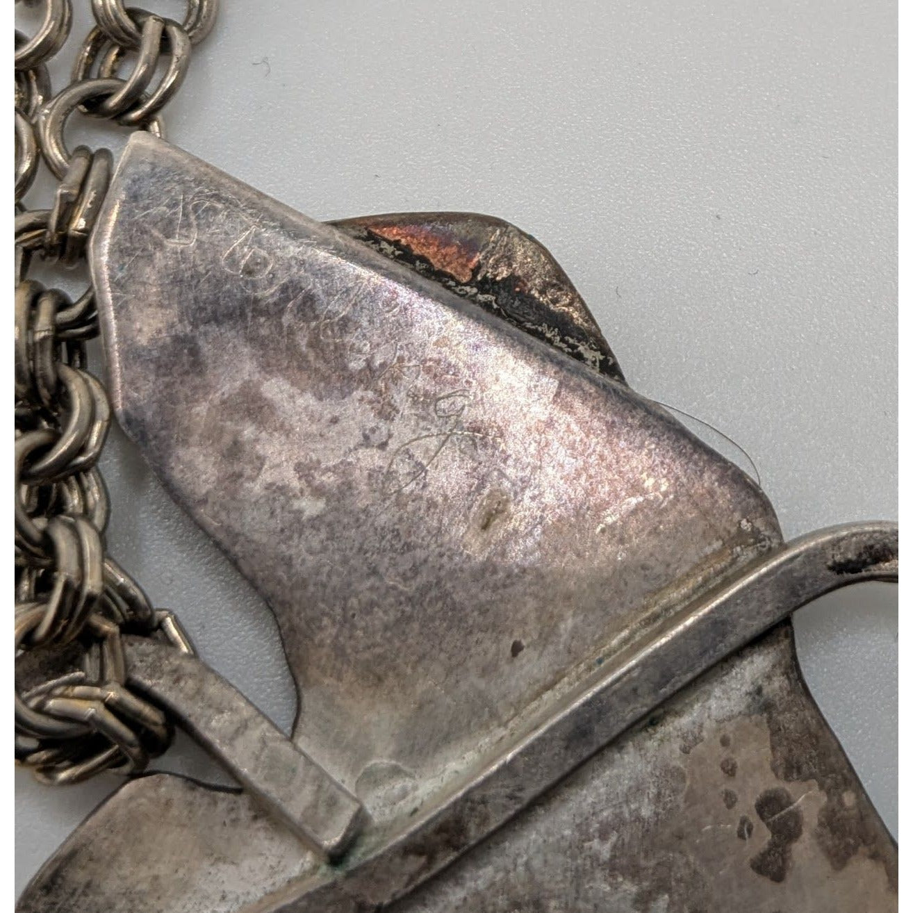 Vintage 1996 Artisan Brutalist Abstract Sterling Pendant Necklace
