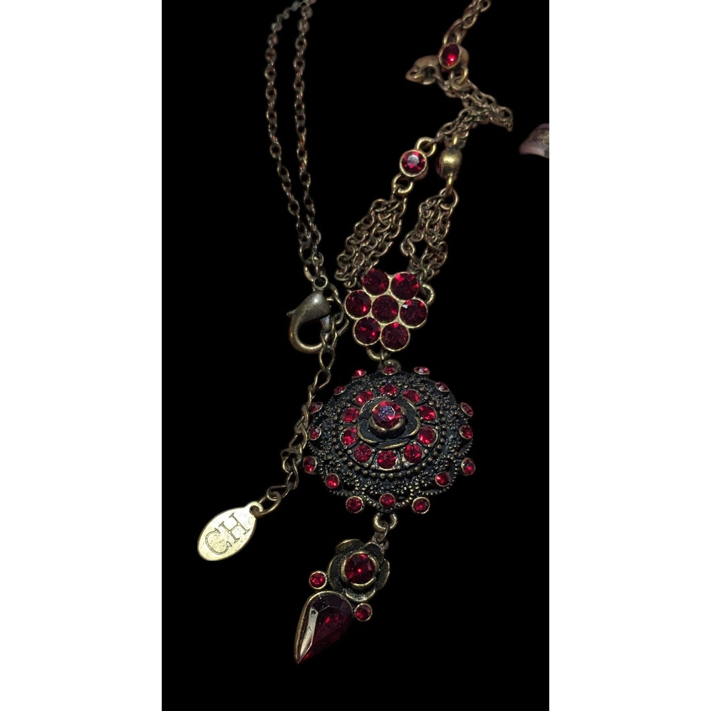 Vintage Carolina Herrera Gothic Vampire Gemmed Necklace