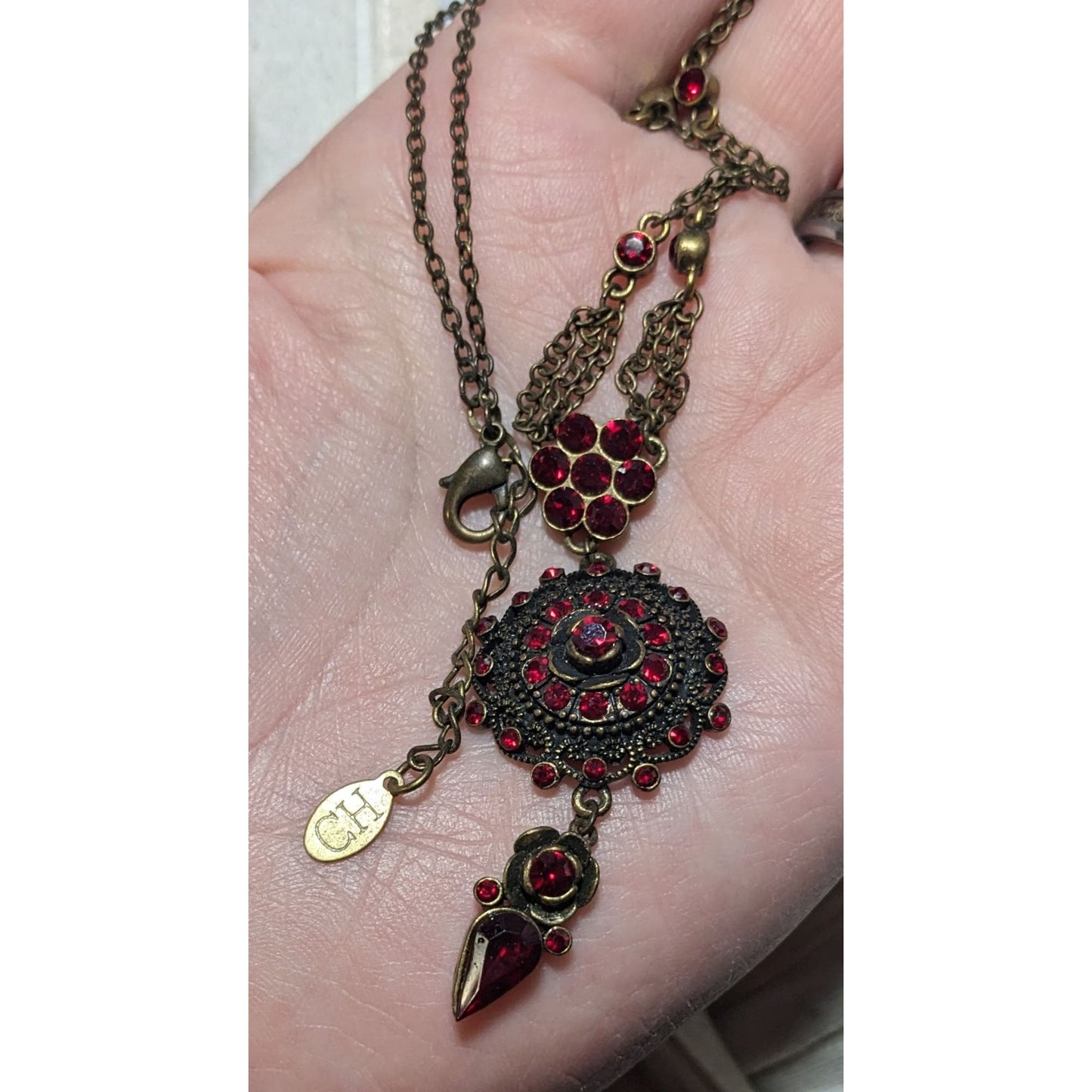 Vintage Carolina Herrera Gothic Vampire Gemmed Necklace