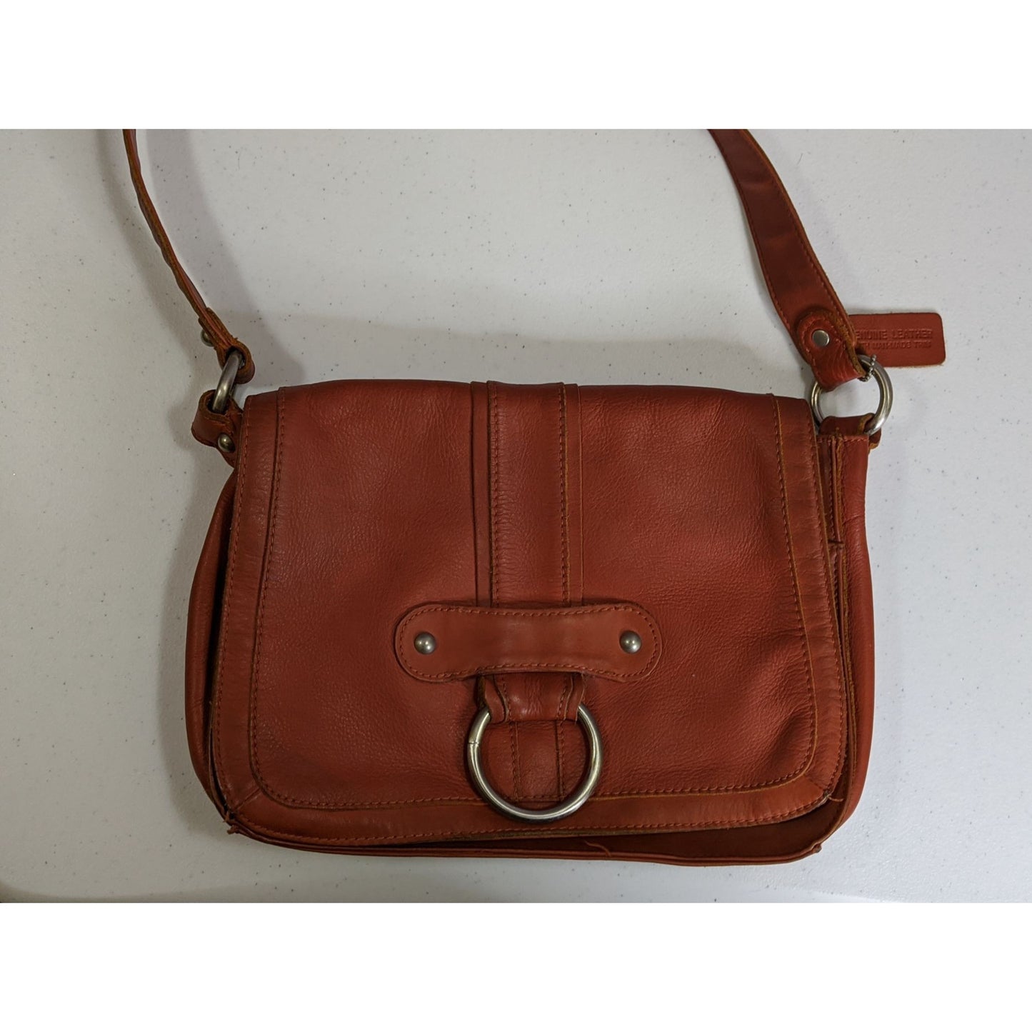 St. Johns Bay Rust Orange Leather Shoulder Bag